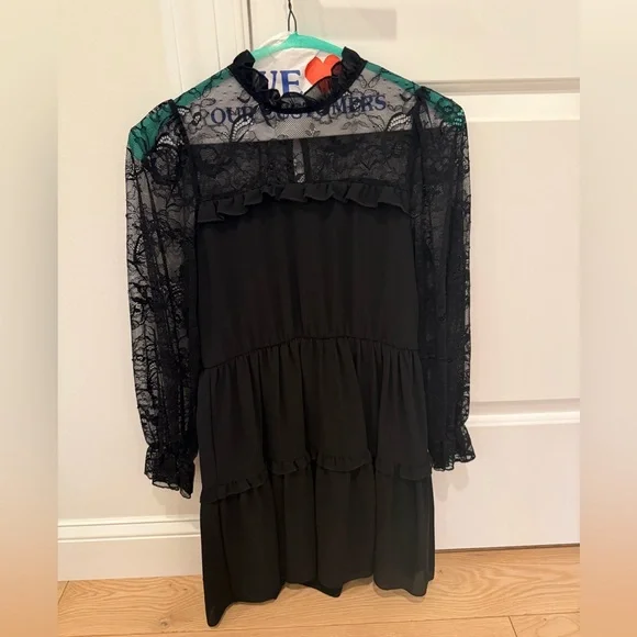 aqua black lace dress Aqua Women's Black Lace Bodice Fit And Flare Dress COUTUREPOINT